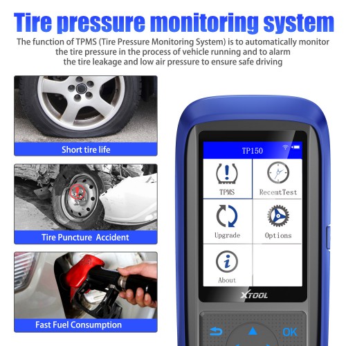 (Universal Type) XTOOL TP150 Tire Pressure Monitoring System OBD2 TPMS Diagnostic Scanner Work with 315&433 MHZ Sensor