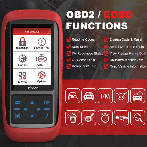 Xtool X100 Pro3 Auto Key Programmer with ABS/TPS (Throttle Relearn)/EPB (SAS)/Oil reset and EPS Free Update
