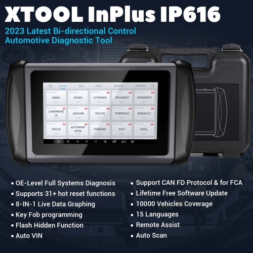 2023 XTOOL InPlus IP616 Diagnostic All Systems Diagnosis, Key Programming, 31+ Reset Services ABS Bleed, Oil/SAS/TPMS/EPB/Throttle Reset/CAN FD