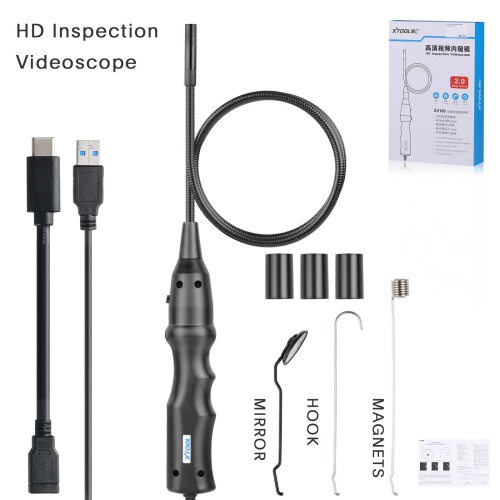 2024 XTOOL XV100 HD Flexible Snake Inspection Videoscope Connect With XTOOL Tablet USB 3.0 1080P IP67 Waterproof 8 LEDs