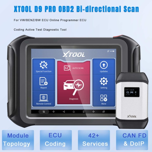 [EU Ship] XTOOL D9 PRO Automotive Tool Topology Map ECU Programming & Coding for BMW Benz VW Bi-Directional Support Doip and CAN FD All Key Lost