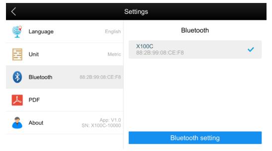 X100C bluetooth connect successfully 