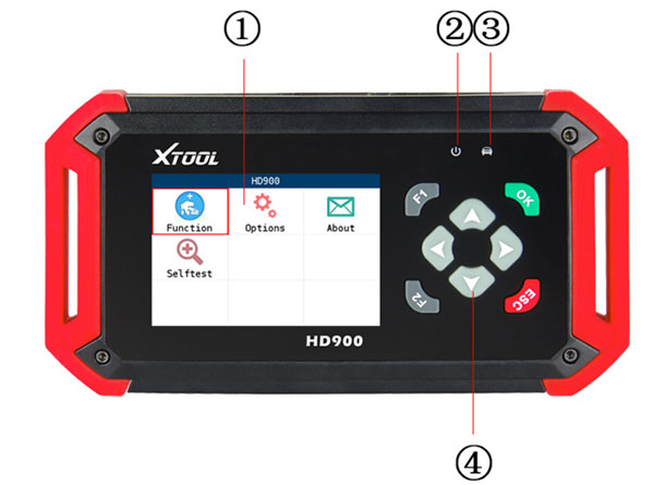 xtool hd900 code reader layout front view