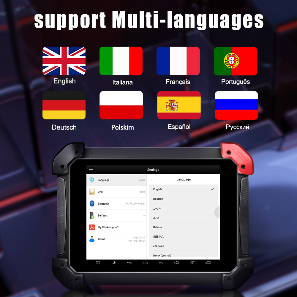 XTOOL PS90 language support