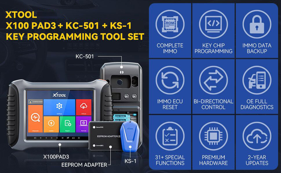 XTOOL X100 PAD 3 Key Programming Tool with KC-501 & KS-1