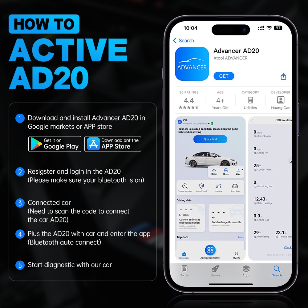 how to activate XTOOL AD20 PRO