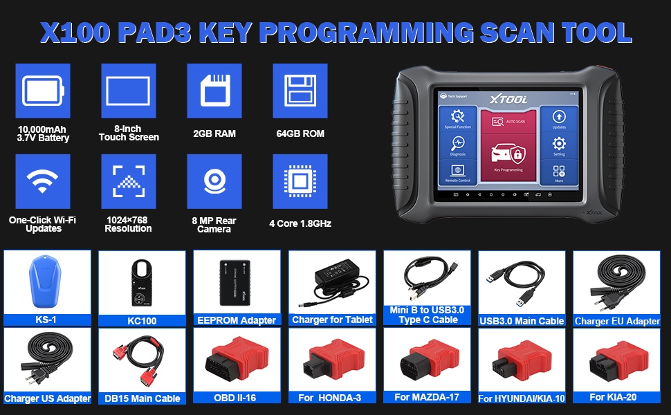 X100PAD3 and ks-1 key programming tool