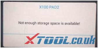 XTOOL error “Not enough storage space is available!!!